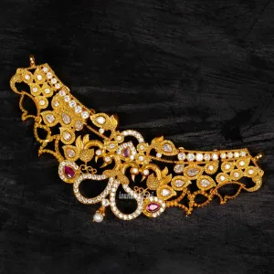 Gold Polish antique CZ stones choker