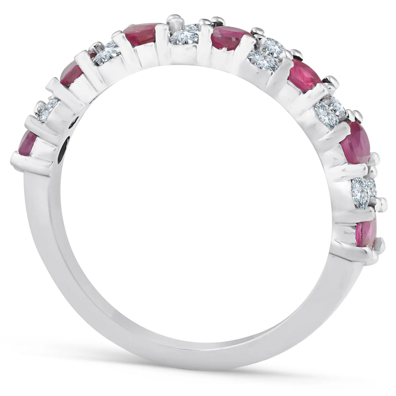 1 1/2 Ct Ruby & Diamond Wedding Ring 14k White Gold