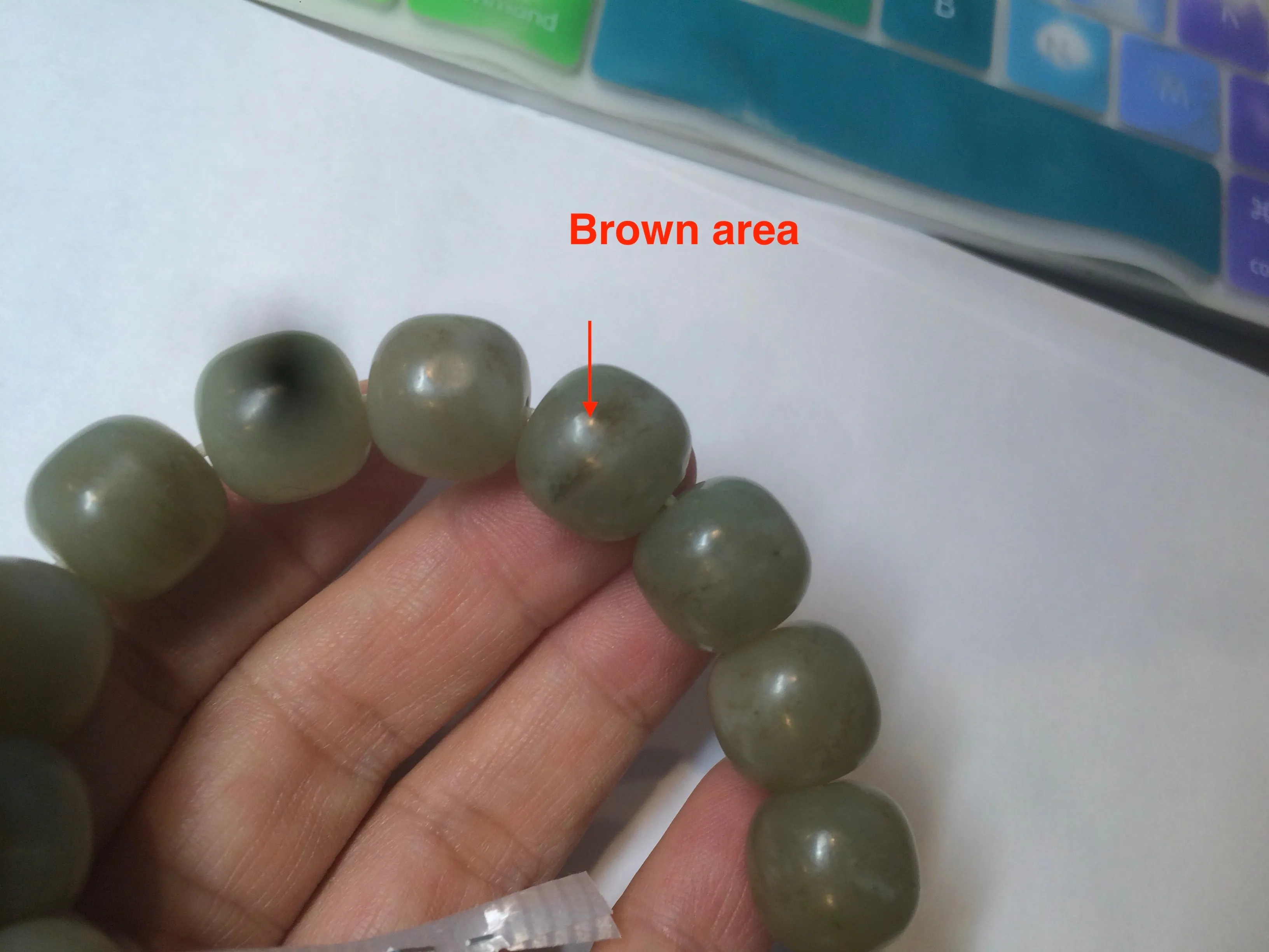 100% Natural 13.8x13mm green/yellow/brown vintage style nephrite Hetian Jade bead man bracelet HF9