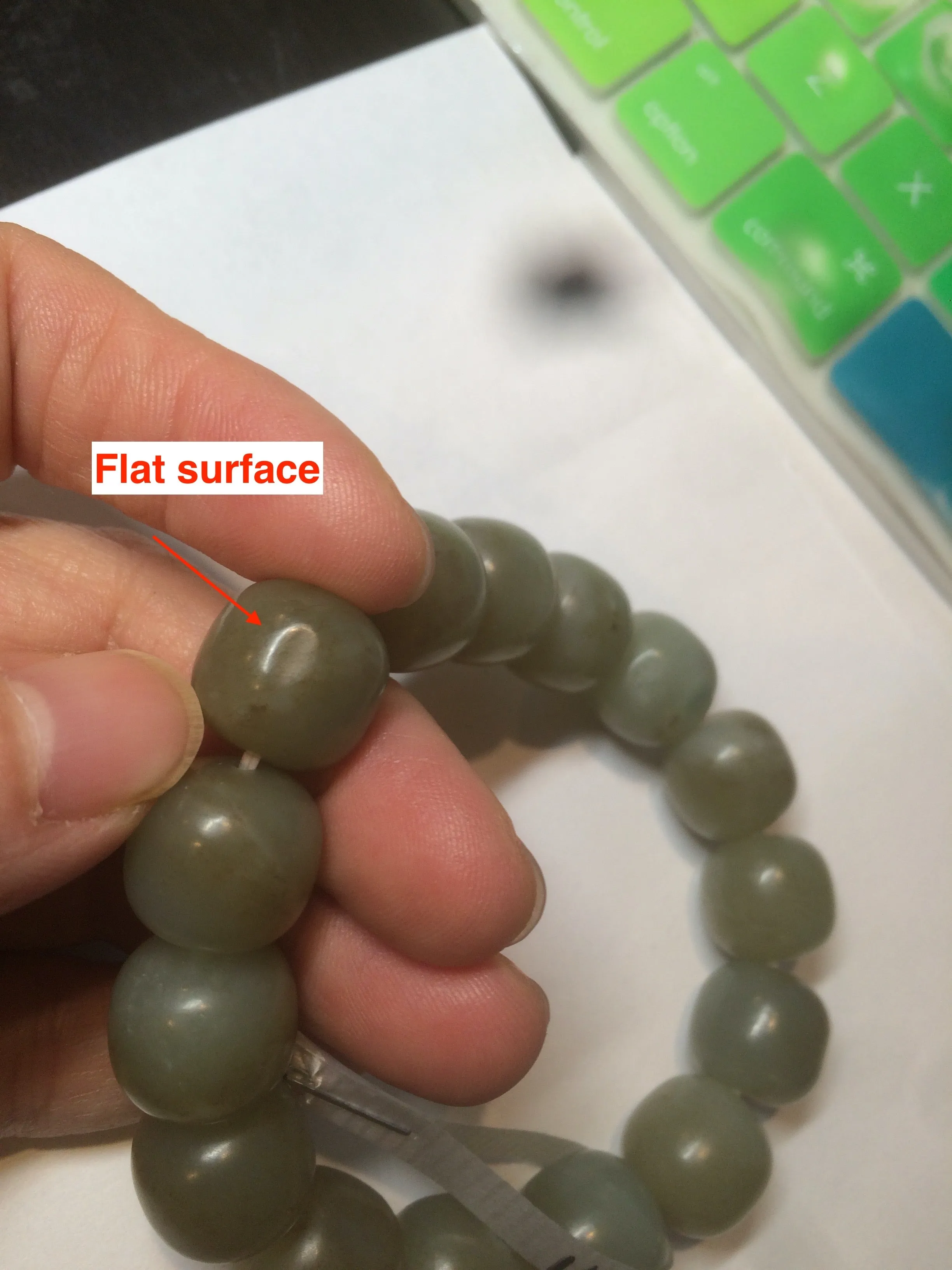 100% Natural 13.8x13mm green/yellow/brown vintage style nephrite Hetian Jade bead man bracelet HF9