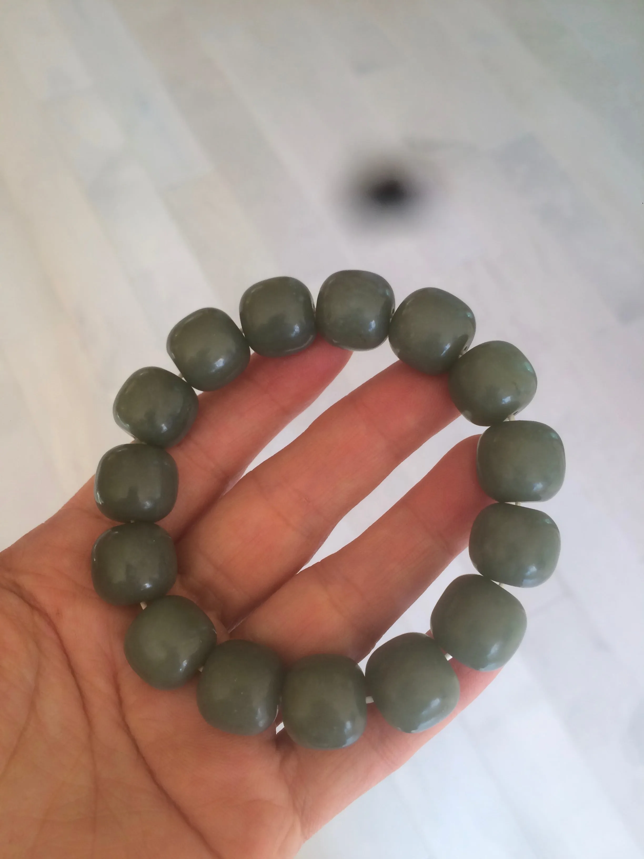 100% Natural 13.8x13mm green/yellow/brown/blue vintage style nephrite Hetian Jade bead man bracelet HF22