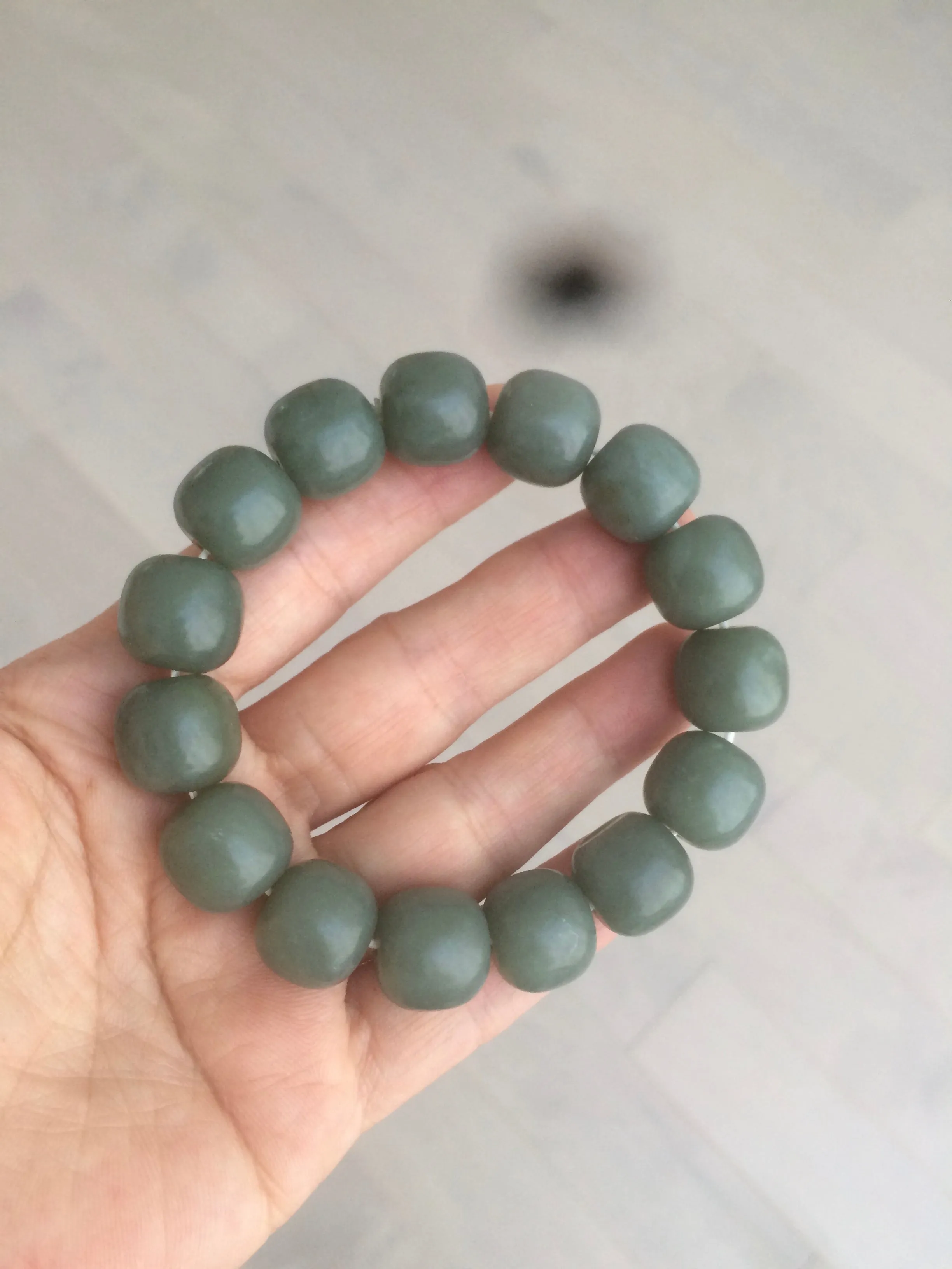 100% Natural 13.8x13mm green/yellow/brown/blue vintage style nephrite Hetian Jade bead man bracelet HF22