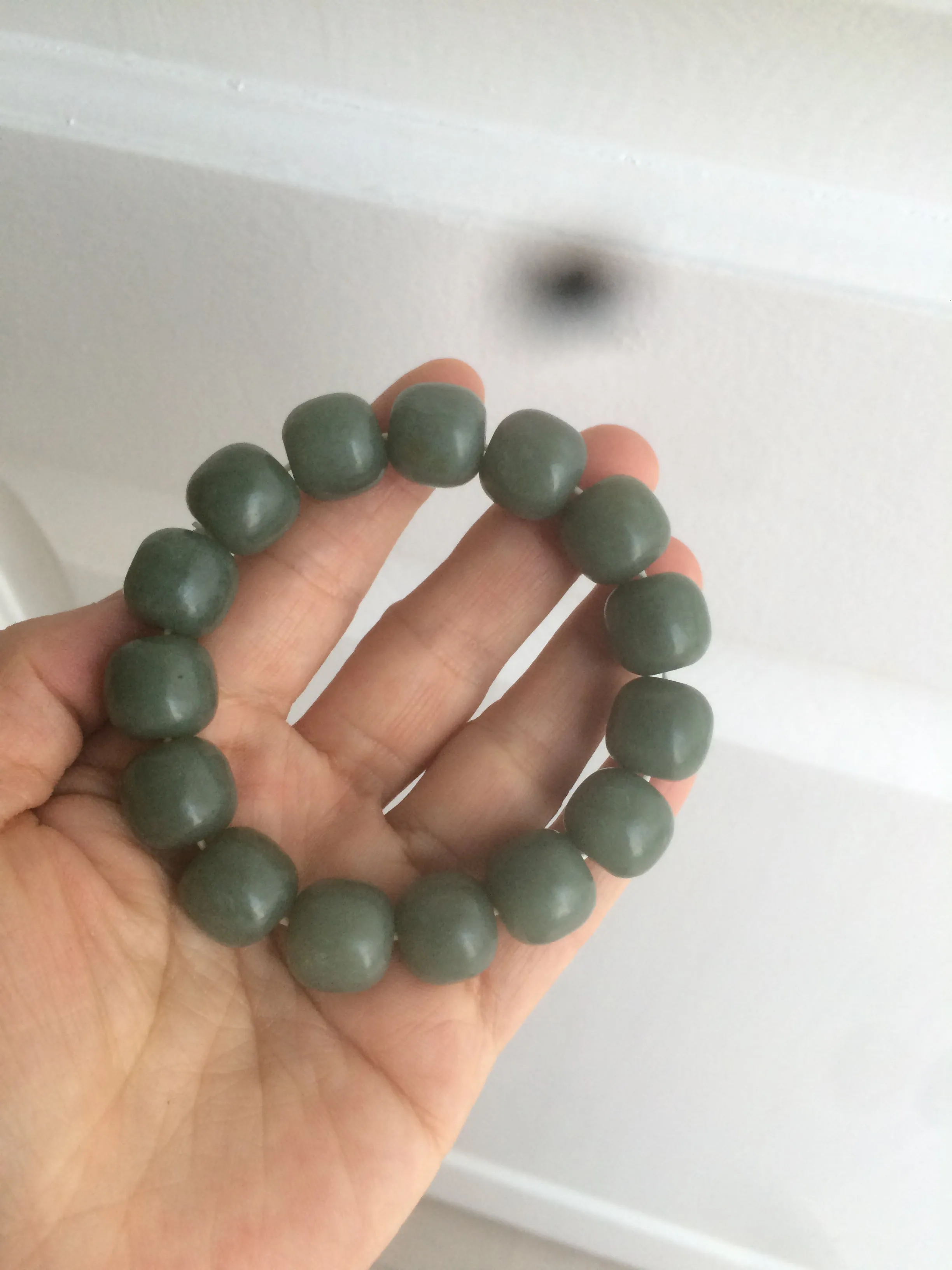 100% Natural 13.8x13mm green/yellow/brown/blue vintage style nephrite Hetian Jade bead man bracelet HF22