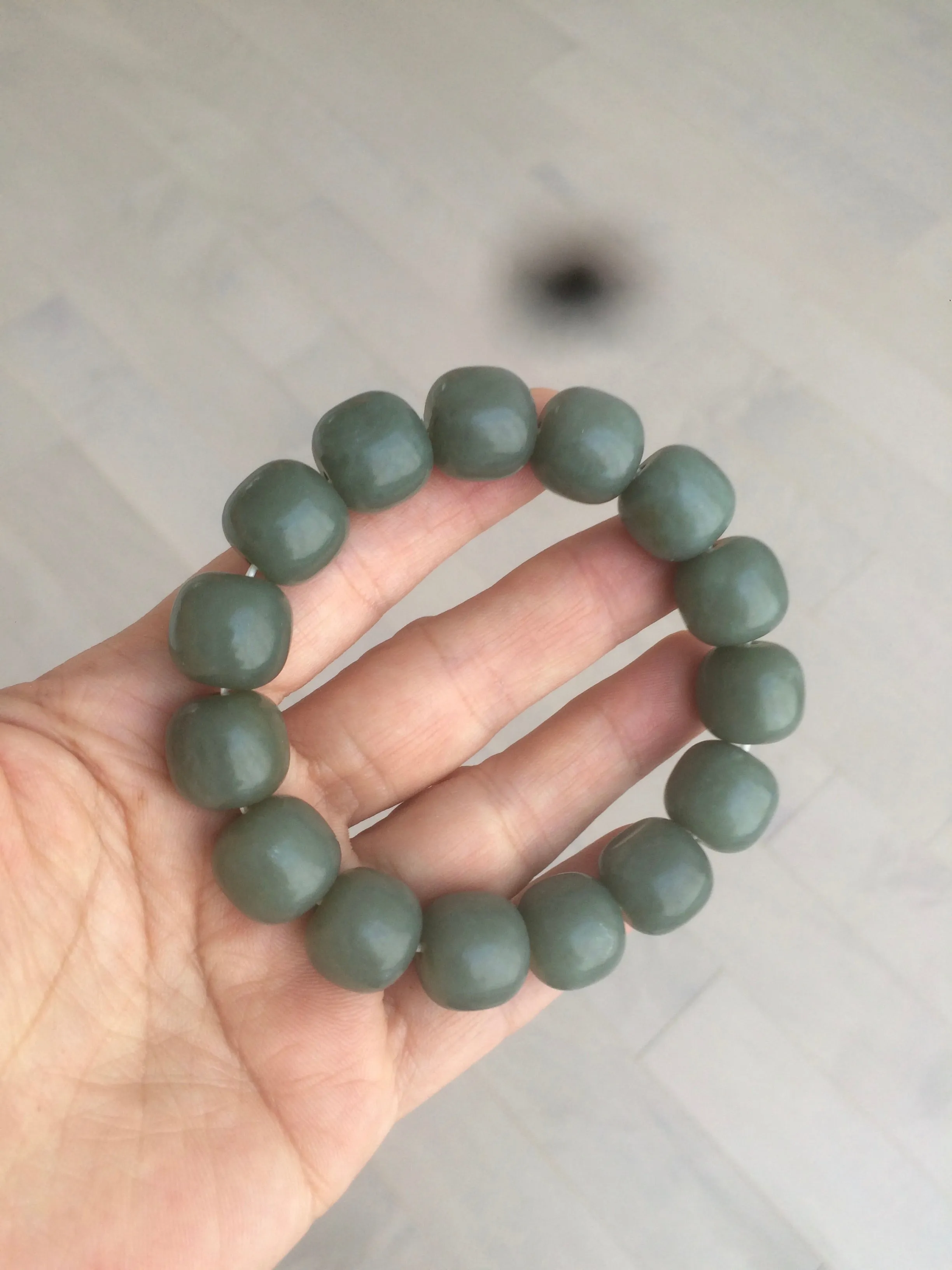 100% Natural 13.8x13mm green/yellow/brown/blue vintage style nephrite Hetian Jade bead man bracelet HF22