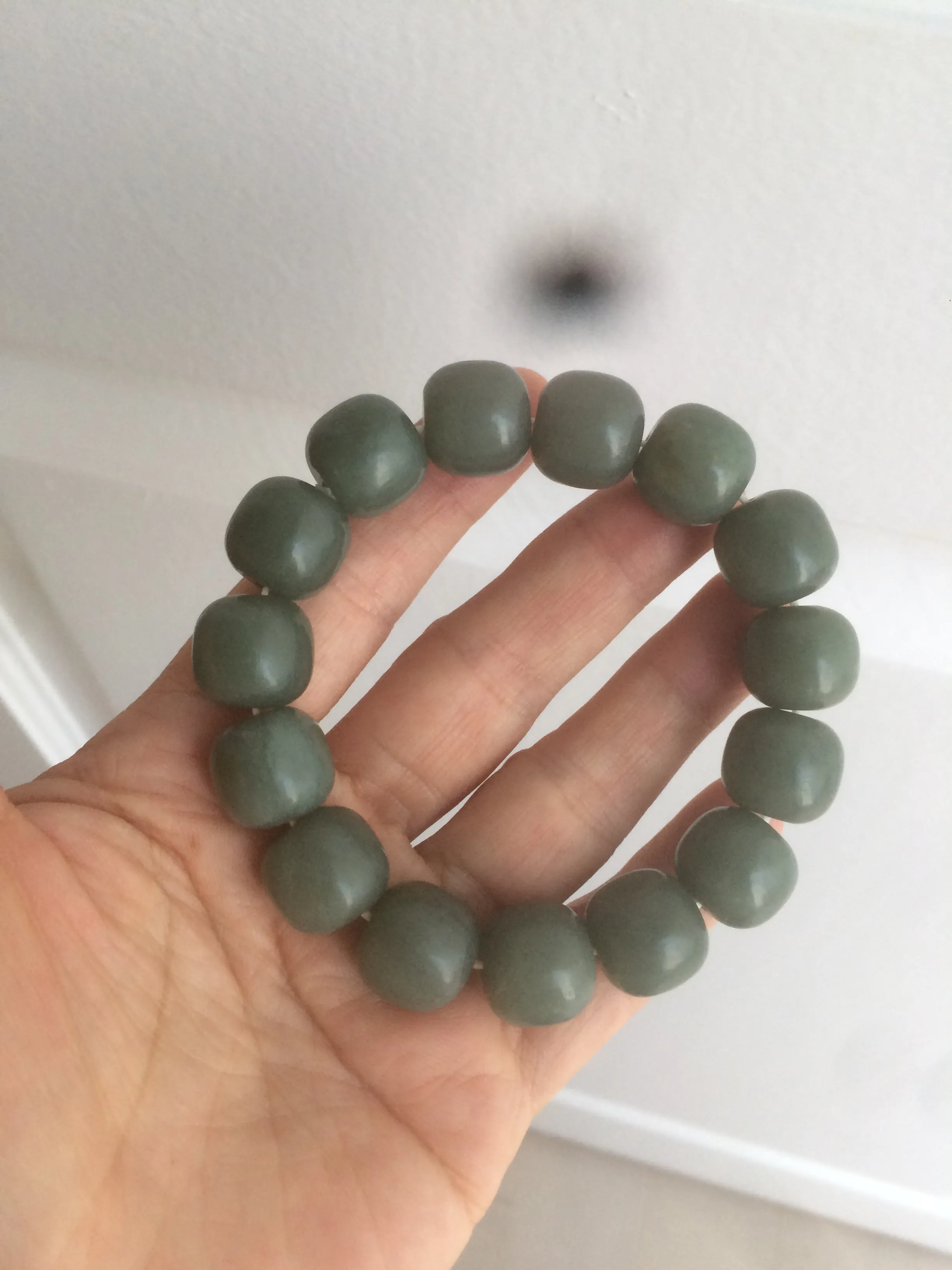 100% Natural 13.8x13mm green/yellow/brown/blue vintage style nephrite Hetian Jade bead man bracelet HF22