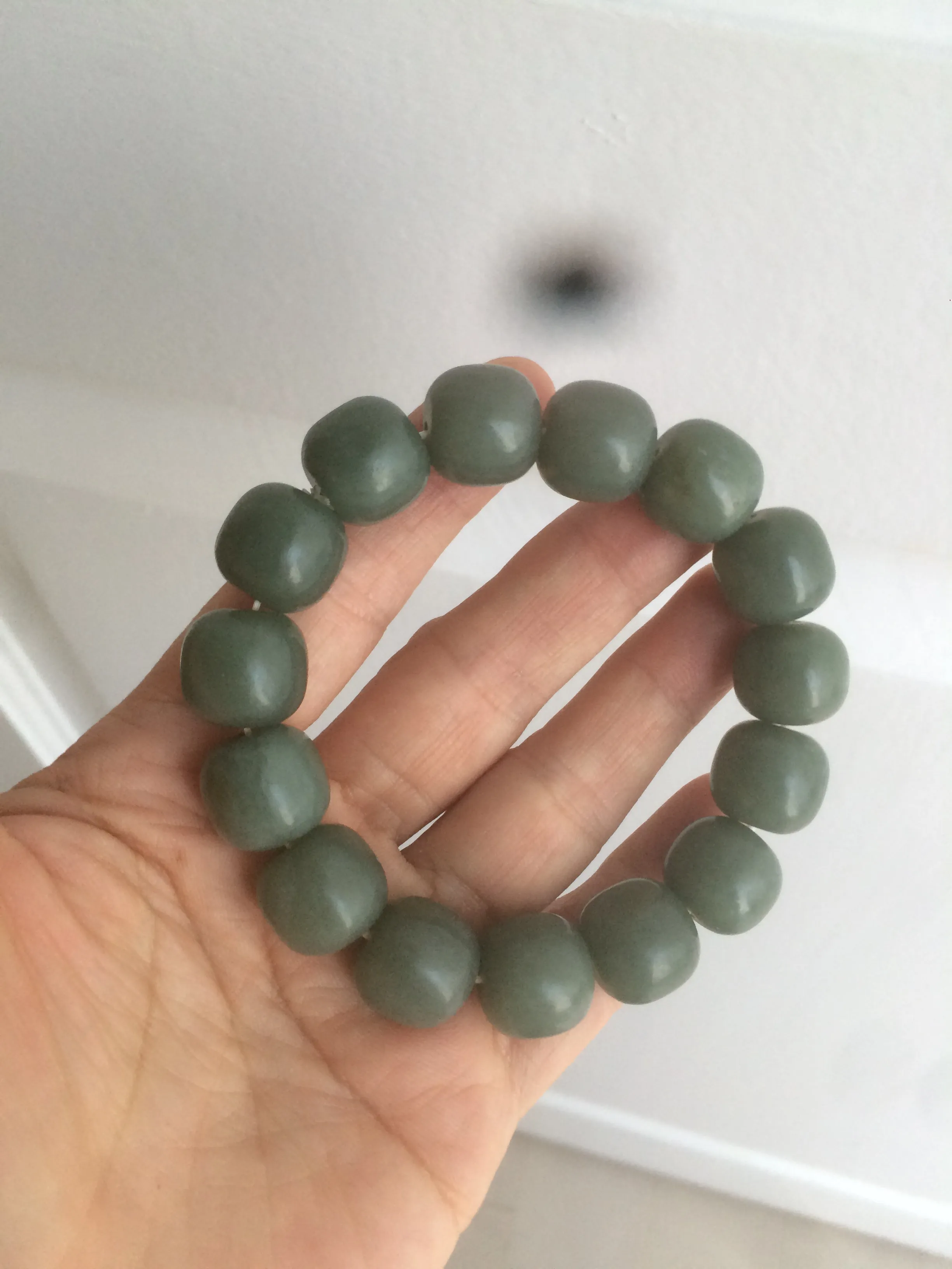 100% Natural 13.8x13mm green/yellow/brown/blue vintage style nephrite Hetian Jade bead man bracelet HF22