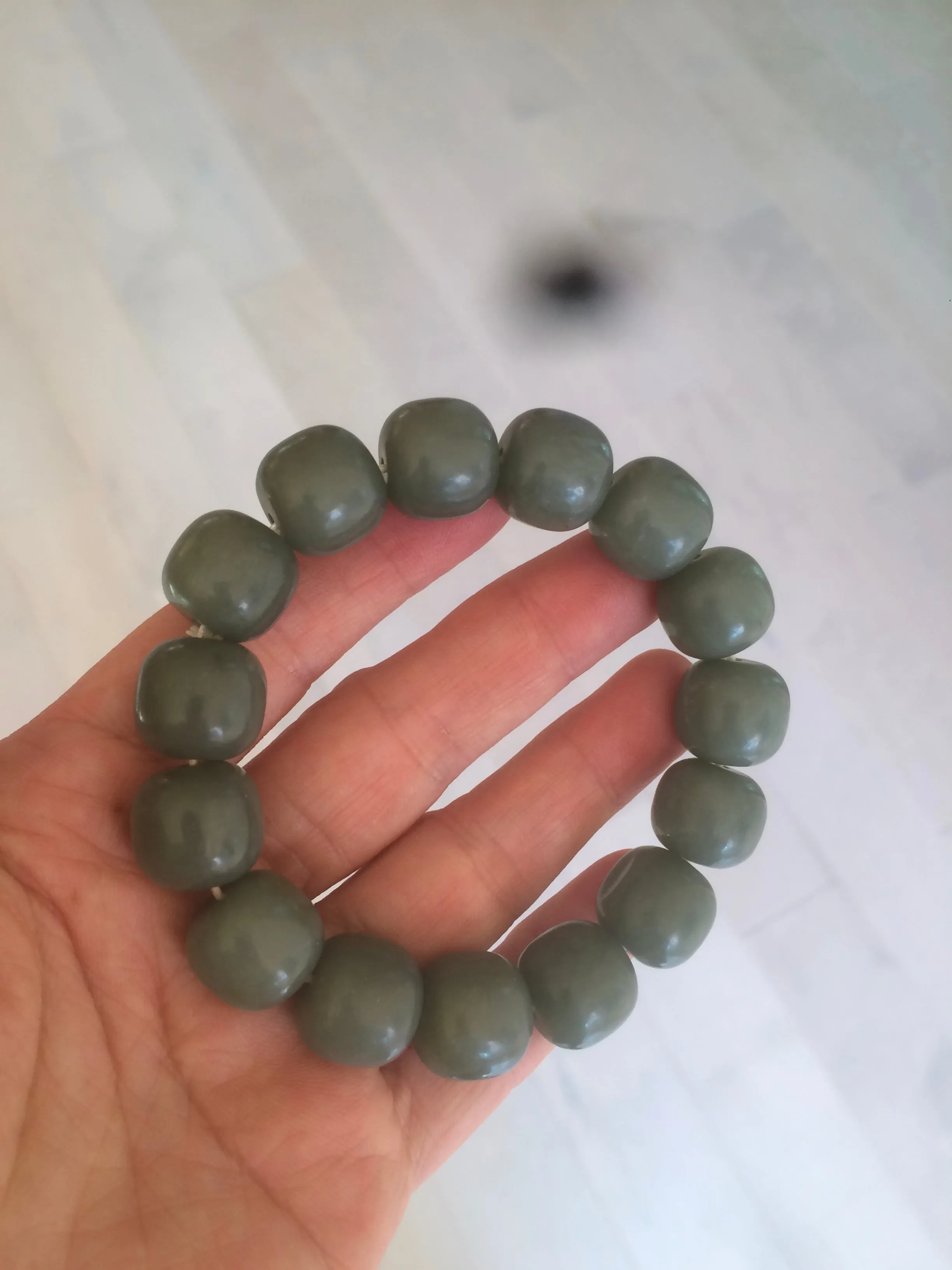 100% Natural 13.8x13mm green/yellow/brown/blue vintage style nephrite Hetian Jade bead man bracelet HF22