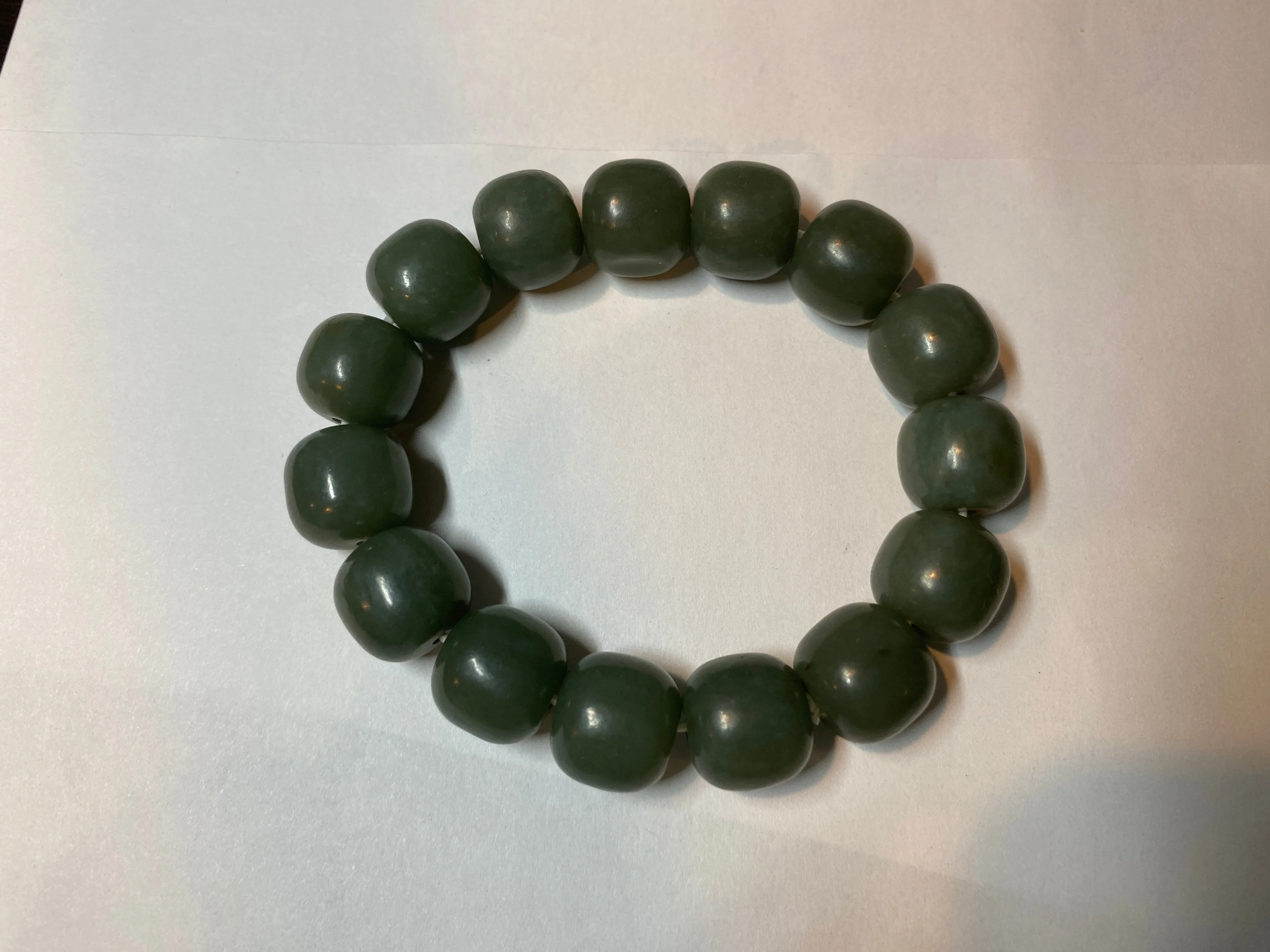 100% Natural 13.8x13mm green/yellow/brown/blue vintage style nephrite Hetian Jade bead man bracelet HF22