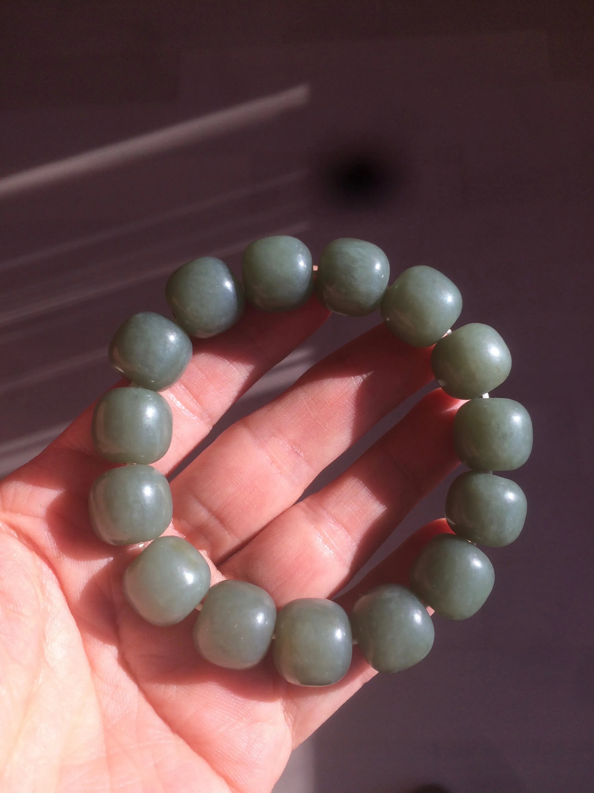 100% Natural 13.8x13mm green/yellow/brown/blue vintage style nephrite Hetian Jade bead man bracelet HF22