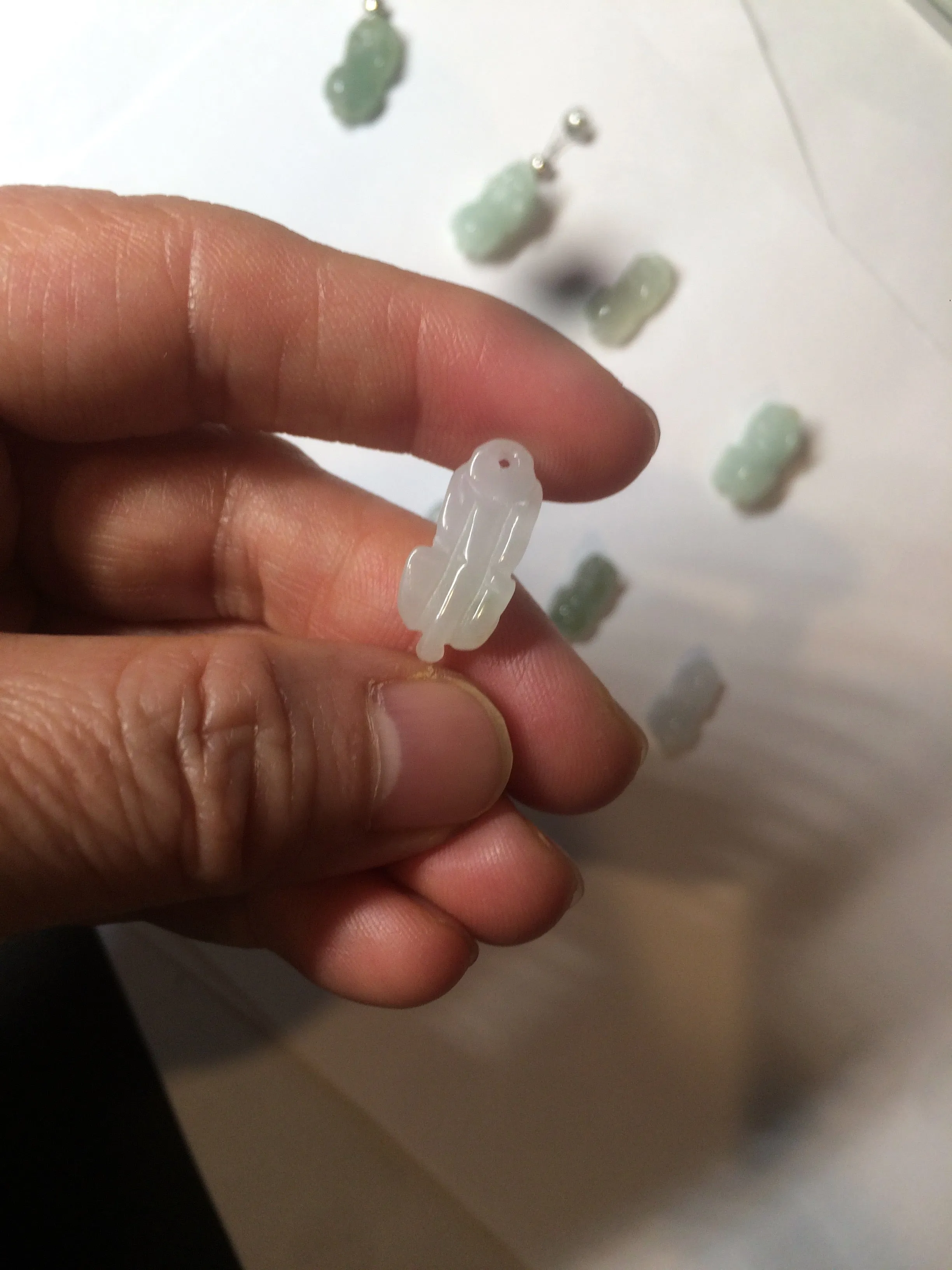 100% natural type A icy watery extra small jadeite jade green/white 3D PiXiu(貔貅) pendant BG10