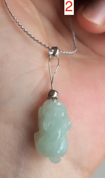 100% natural type A icy watery extra small jadeite jade green/white 3D PiXiu(貔貅) pendant BG10