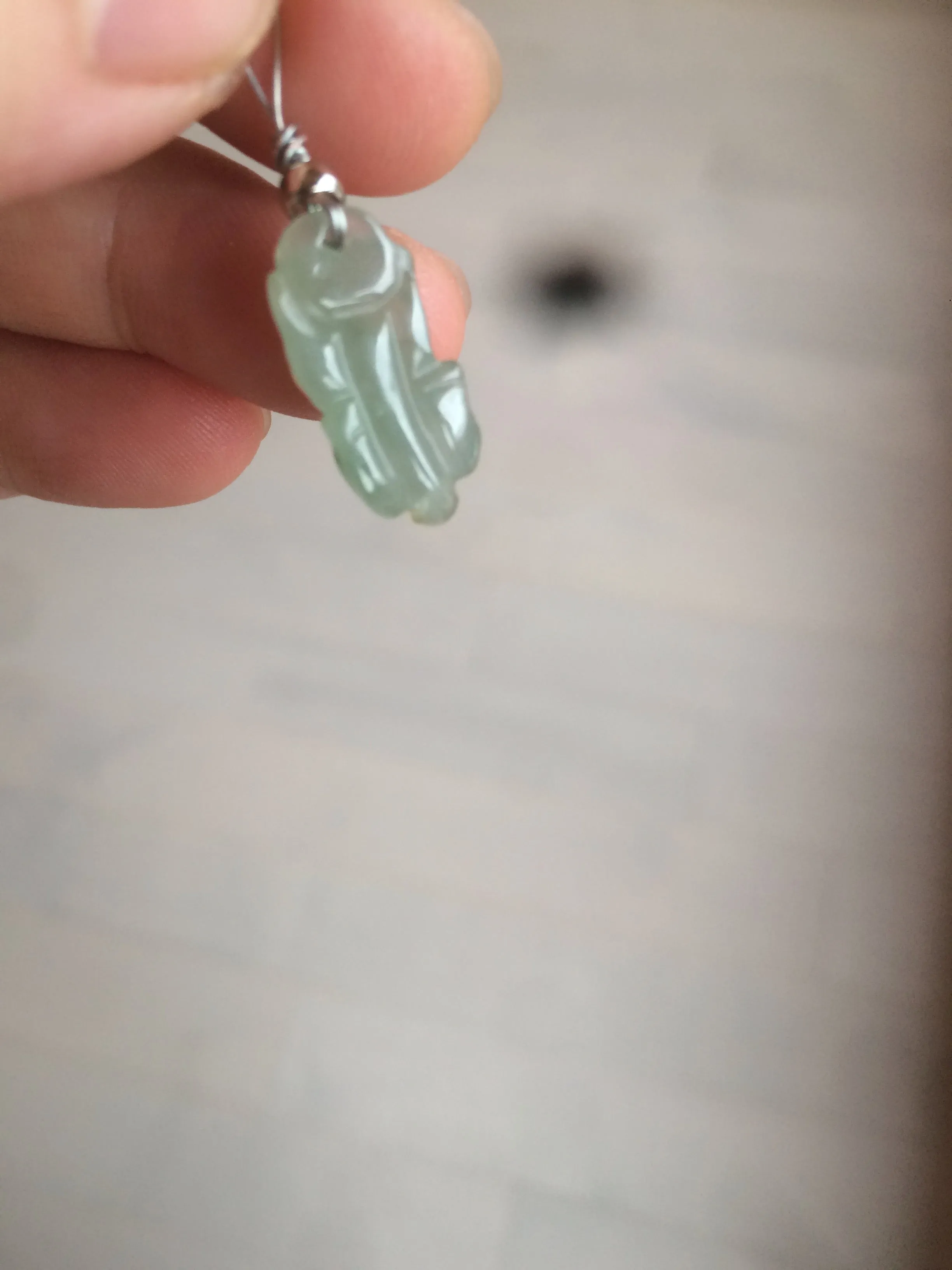 100% natural type A icy watery extra small jadeite jade green/white 3D PiXiu(貔貅) pendant BG10