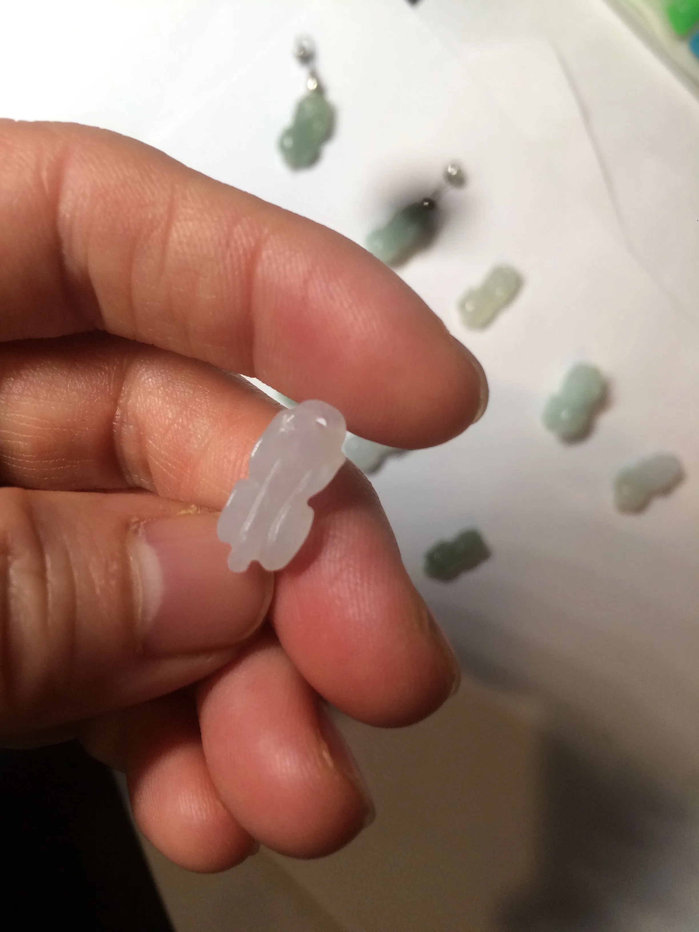 100% natural type A icy watery extra small jadeite jade green/white 3D PiXiu(貔貅) pendant BG10