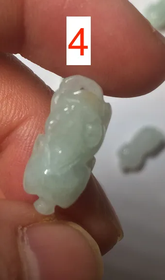 100% natural type A icy watery extra small jadeite jade green/white 3D PiXiu(貔貅) pendant BG10