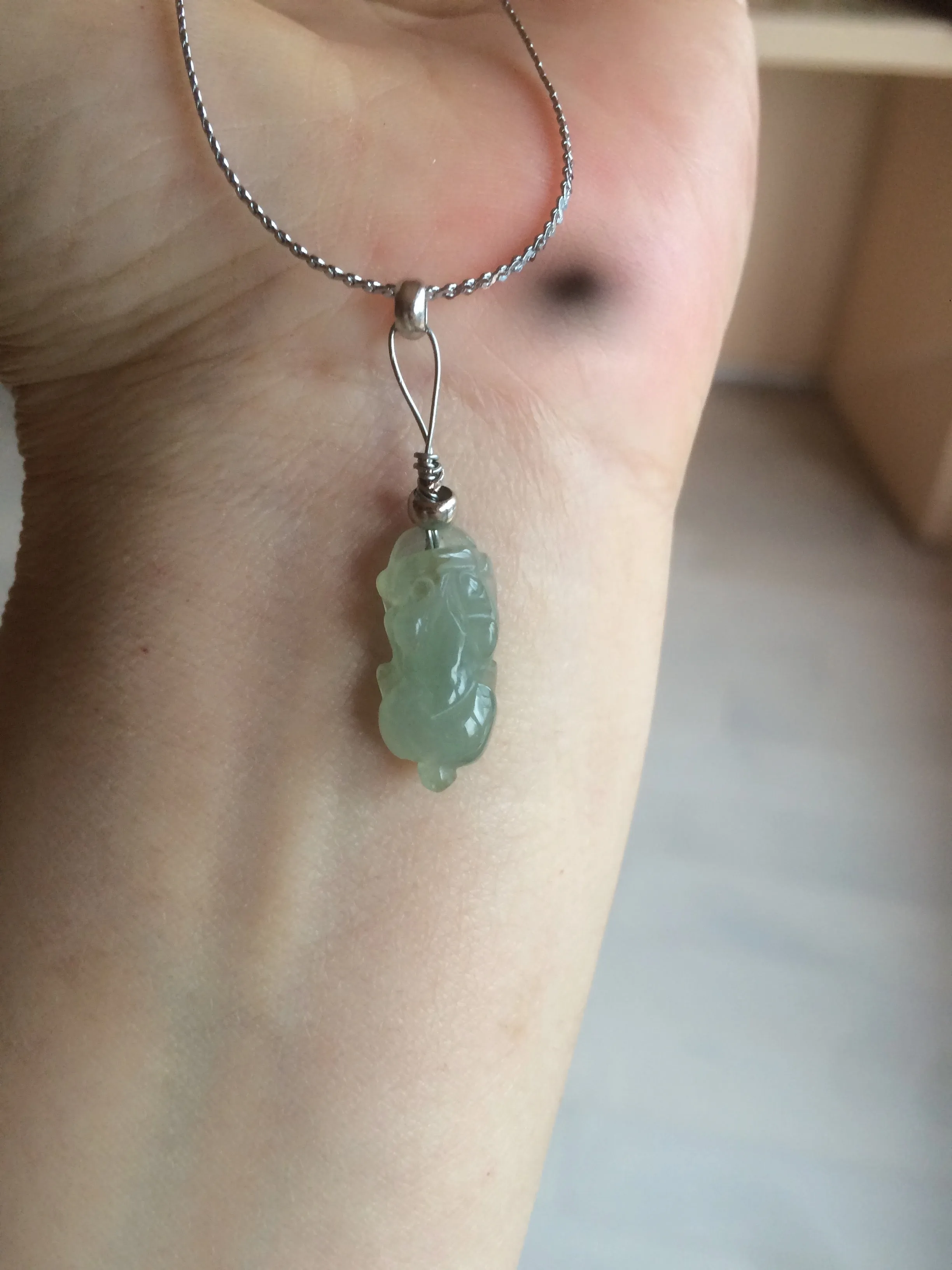 100% natural type A icy watery extra small jadeite jade green/white 3D PiXiu(貔貅) pendant BG10