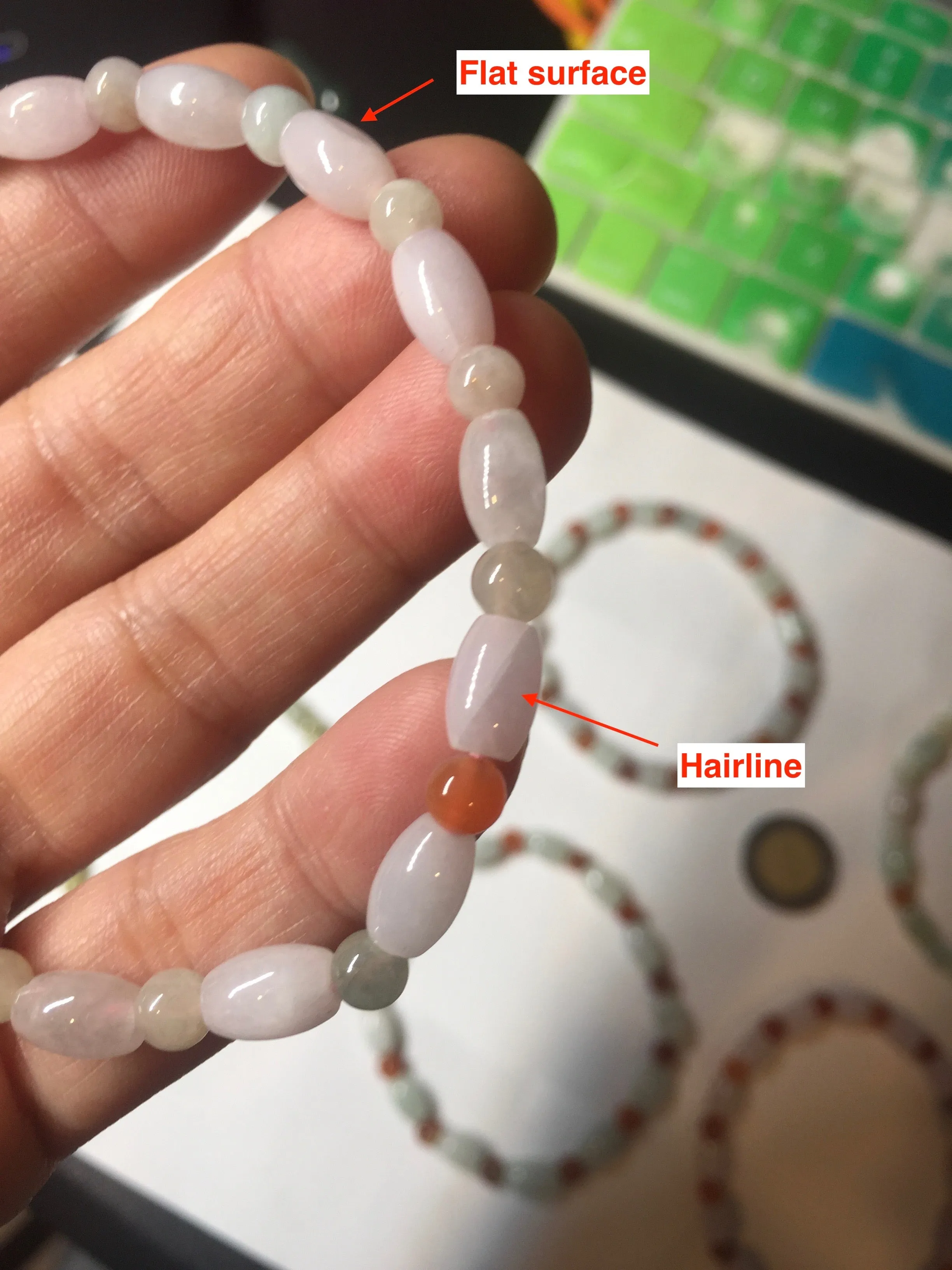 100% natural type A icy watery light purple/green/white jadeite jade bead bracelet BK109