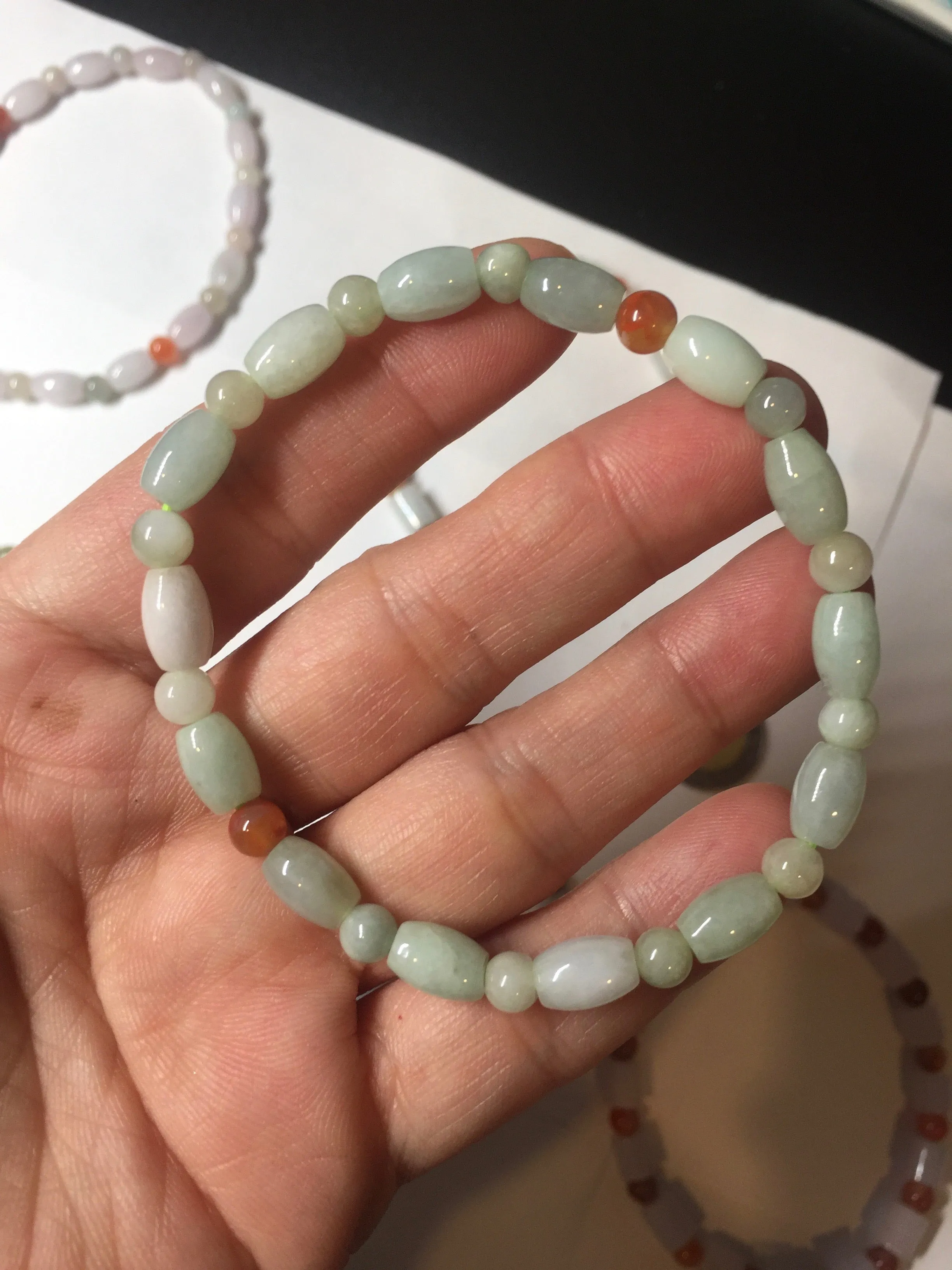 100% natural type A icy watery light purple/green/white jadeite jade bead bracelet BK109