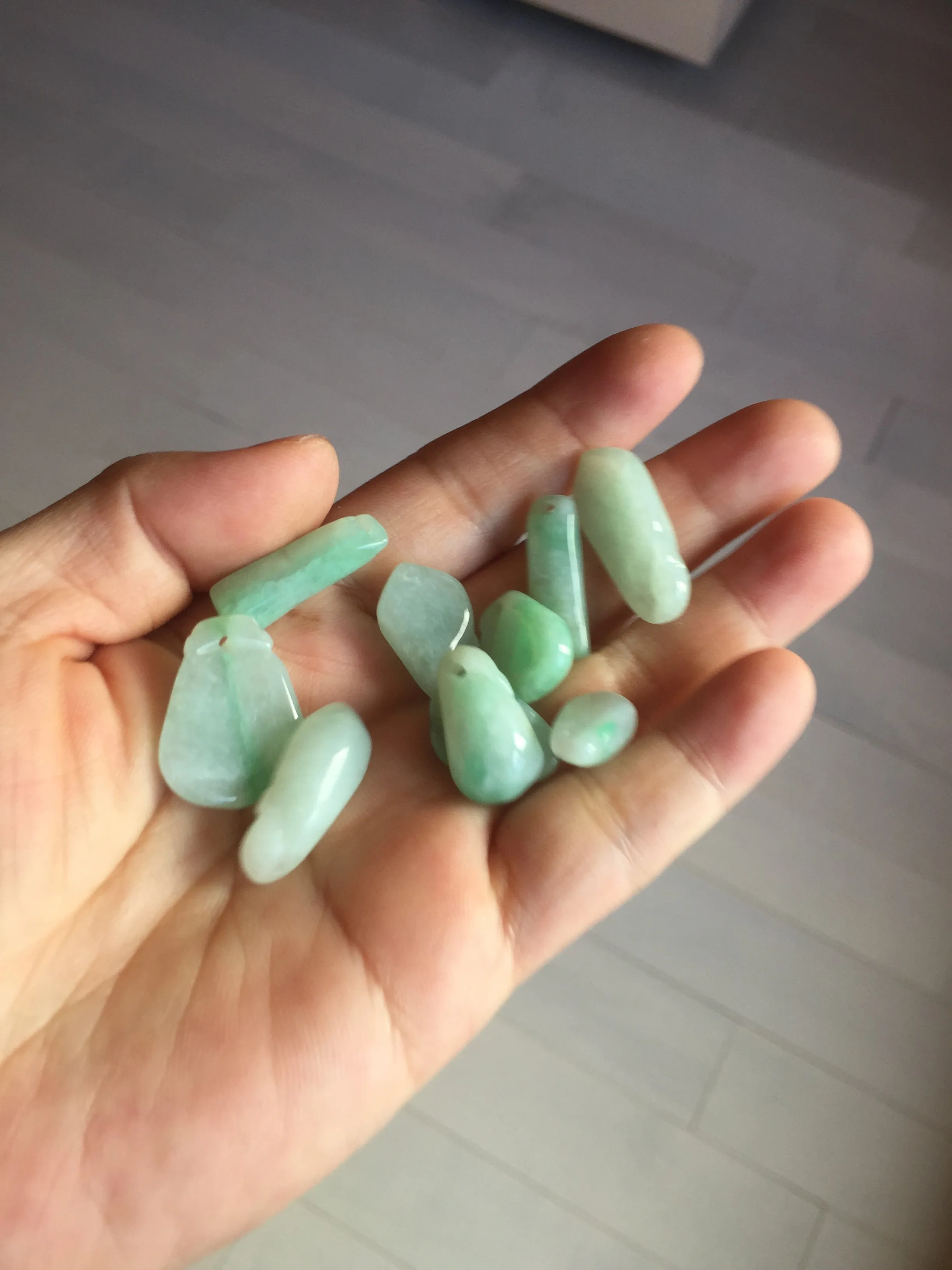 100% Natural type A icy watery sunny green jadeite Jade bamboo/blessing melon pendant BM56