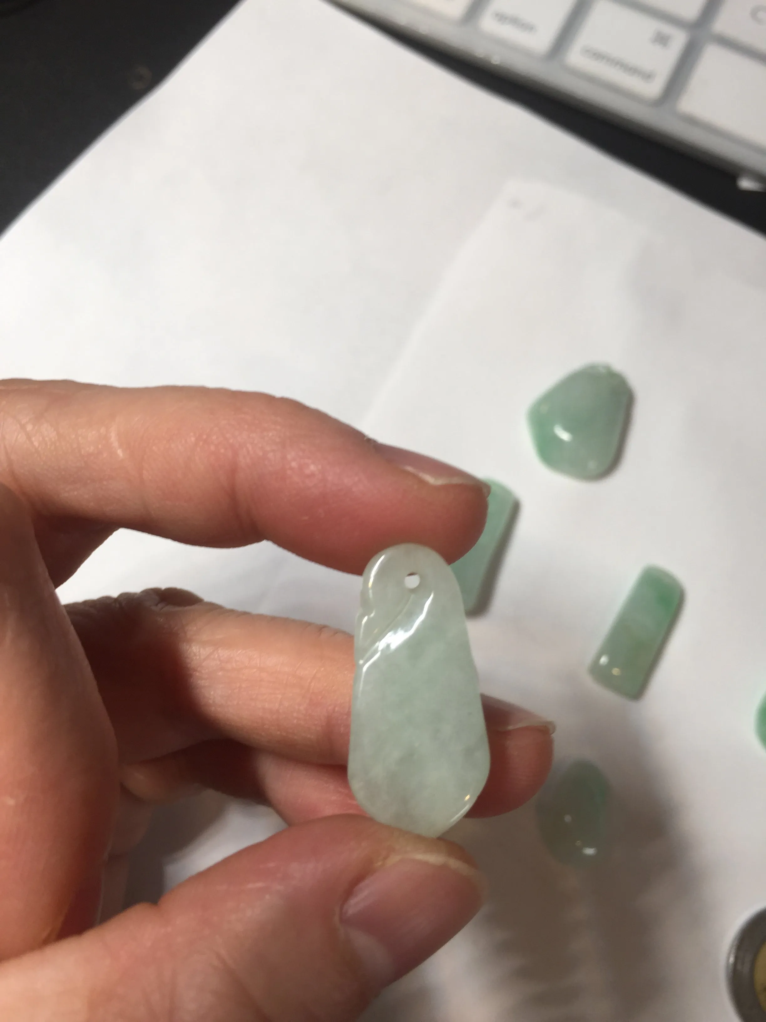 100% Natural type A icy watery sunny green jadeite Jade bamboo/blessing melon pendant BM56