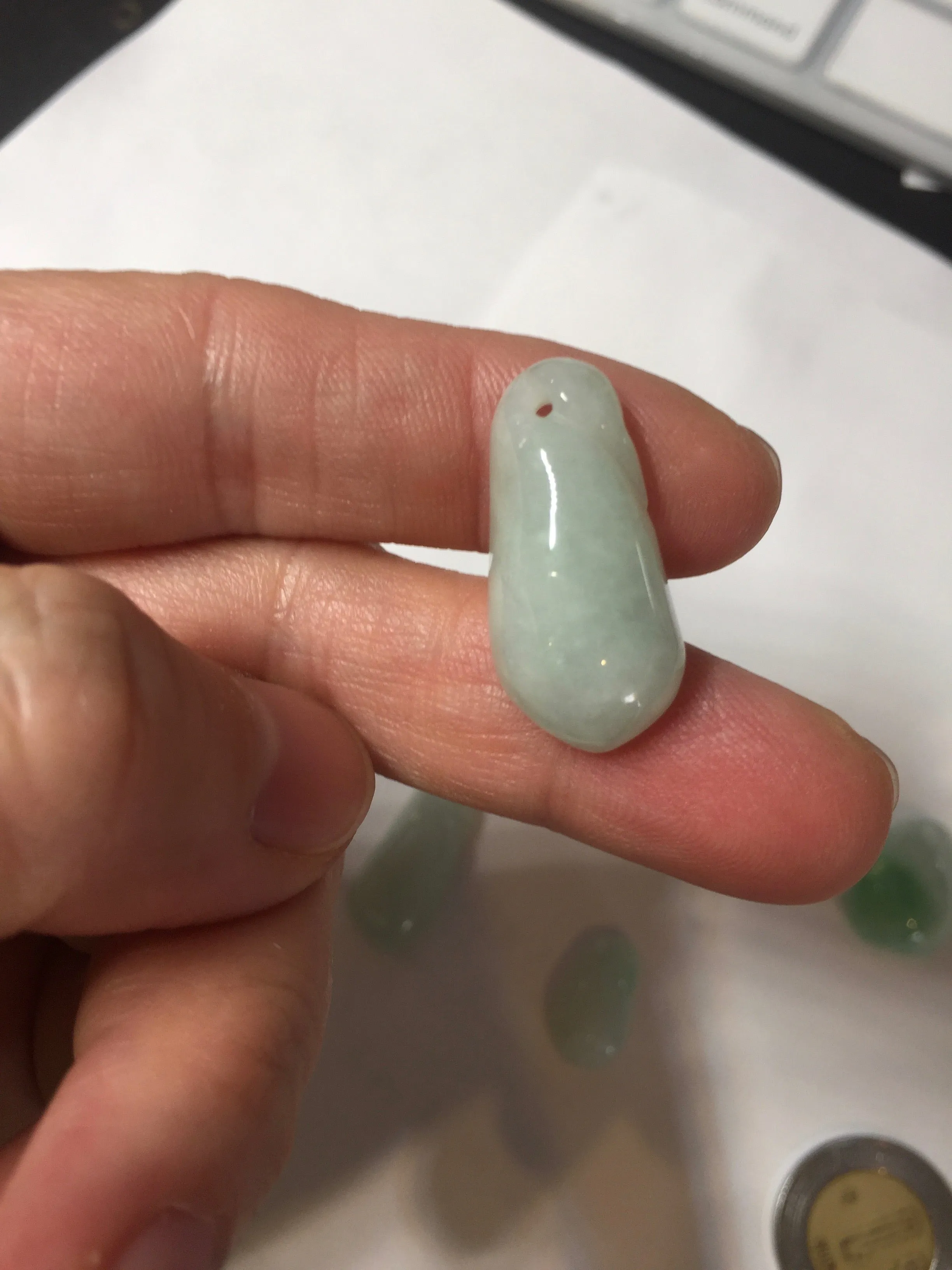 100% Natural type A icy watery sunny green jadeite Jade bamboo/blessing melon pendant BM56