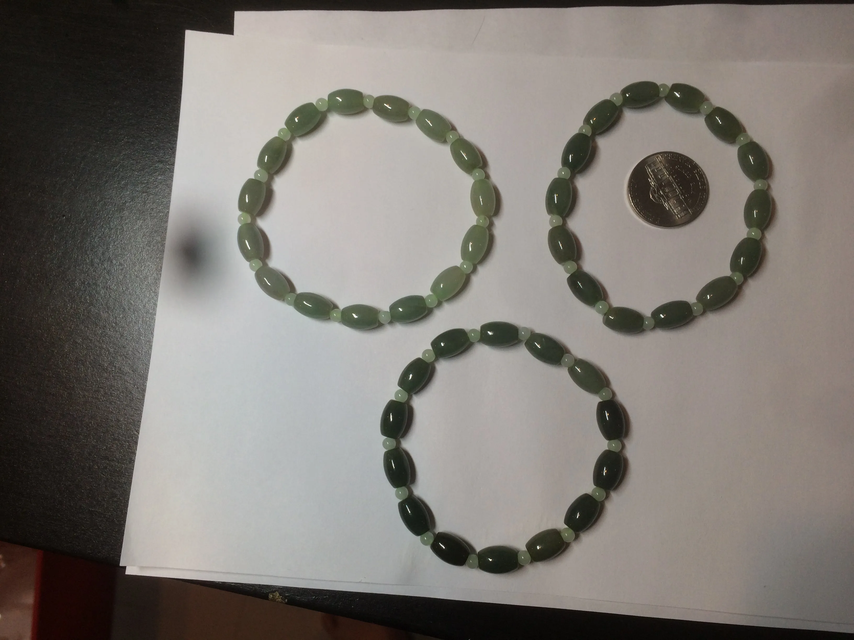 100% natural  type A oily dark green olive  round jadeite jade bead  bracelet AT91