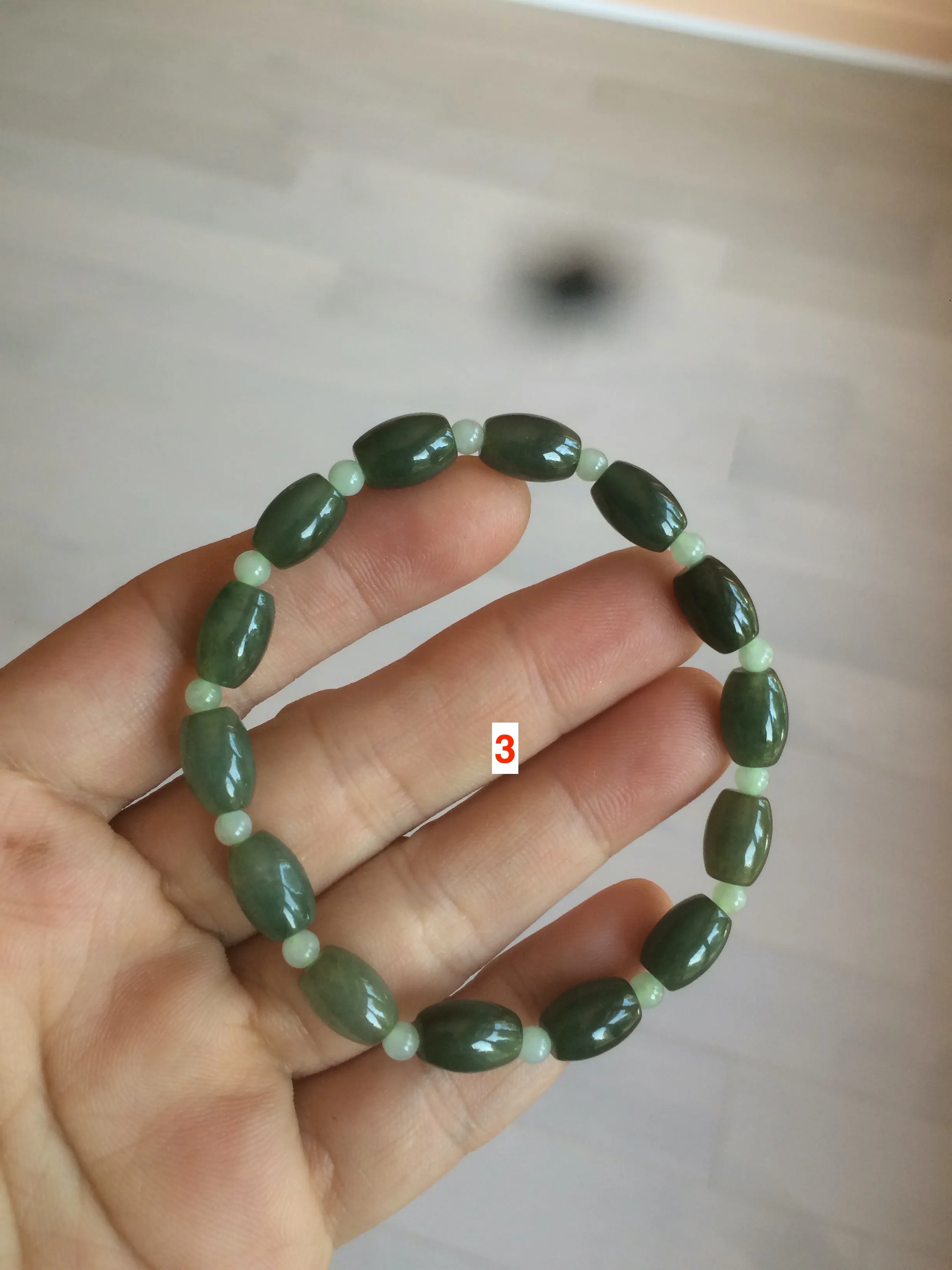 100% natural  type A oily dark green olive  round jadeite jade bead  bracelet AT91