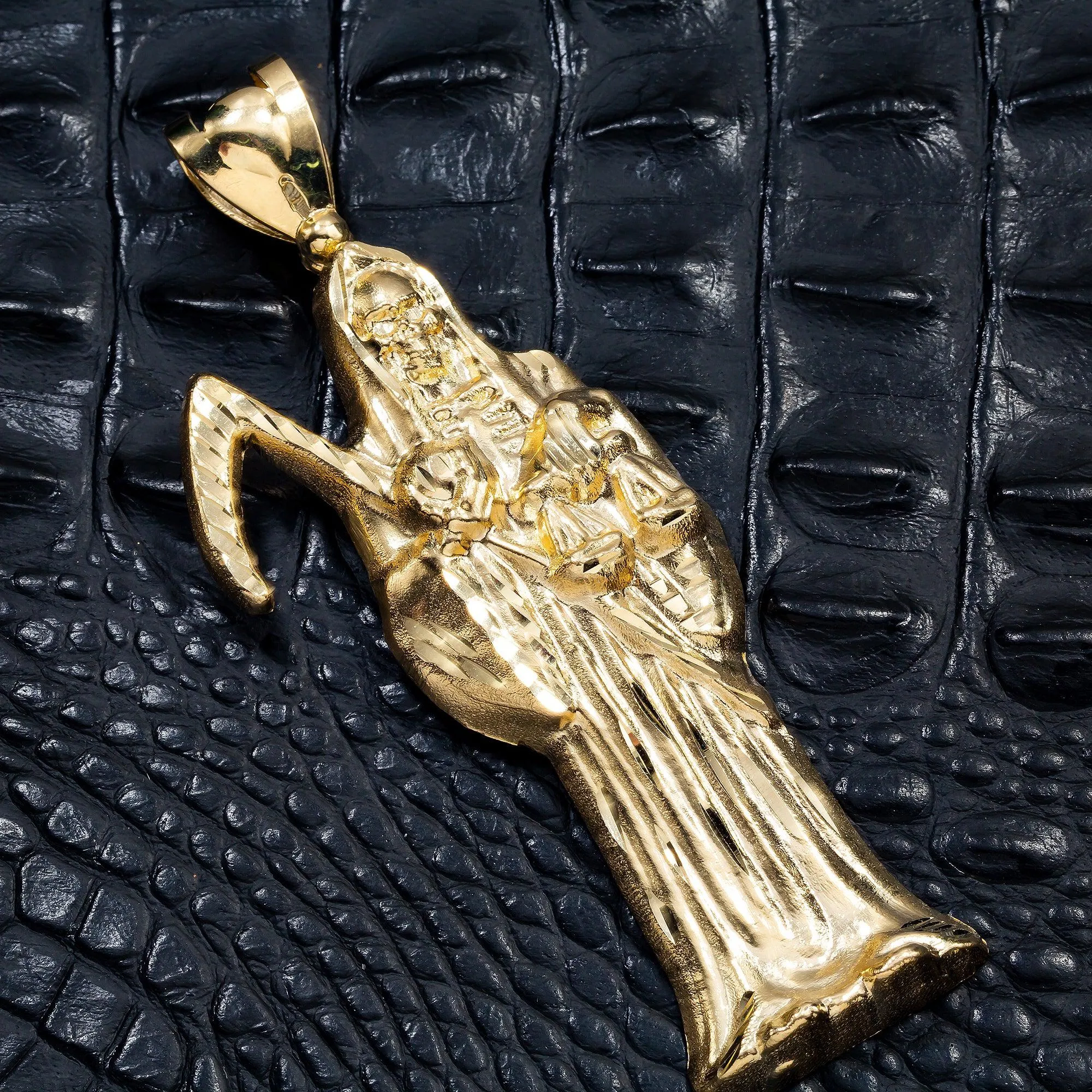 10K GOLD GRIM REAPER PENDANT 4"