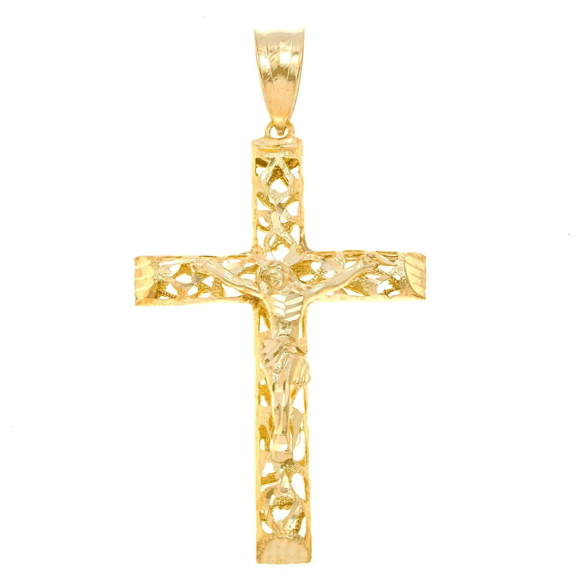 10K GOLD HOLLOW CRUCIFIX PENDANT 14.8G