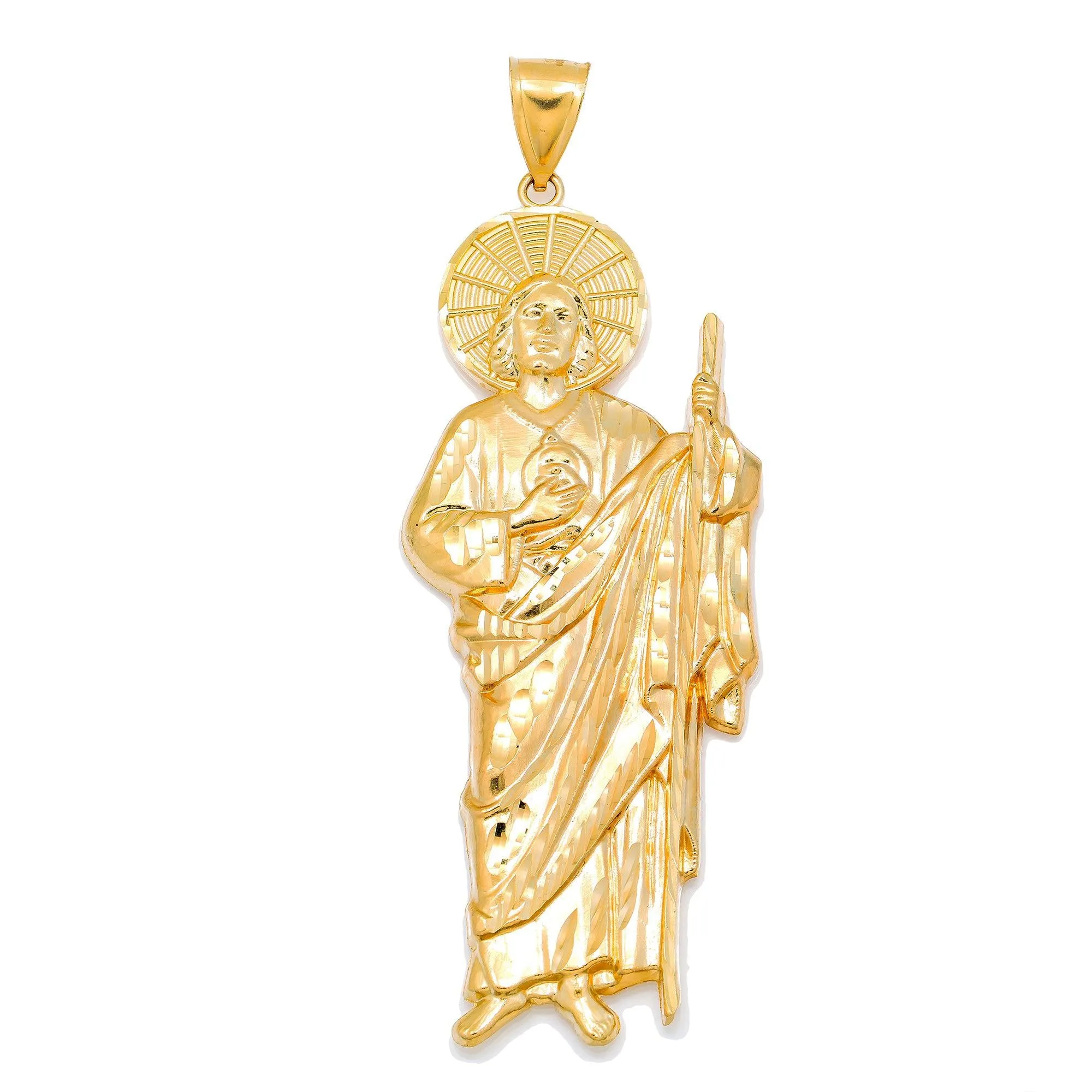 10K GOLD JESUS WITH HALO PENDANT 4"