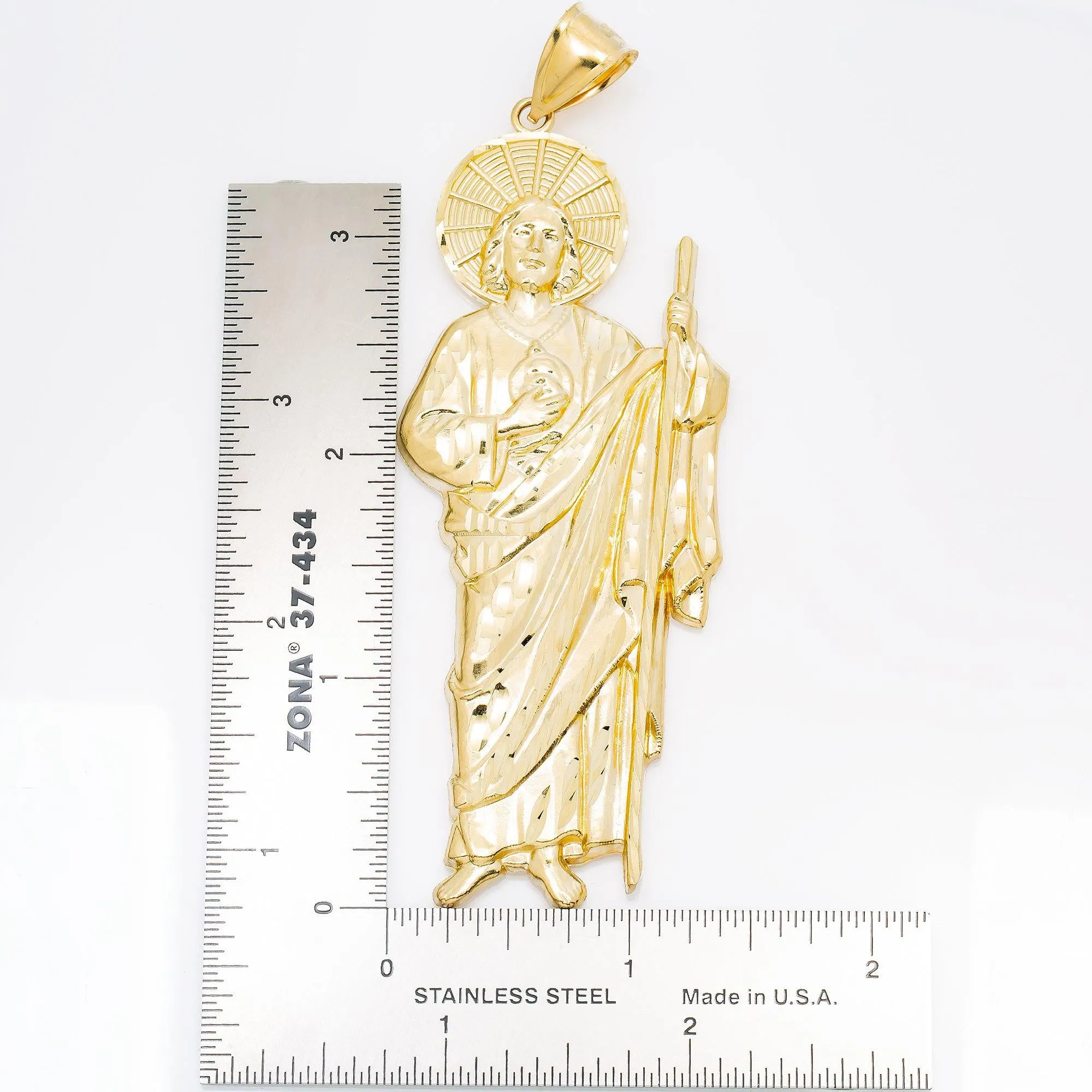 10K GOLD JESUS WITH HALO PENDANT 4"