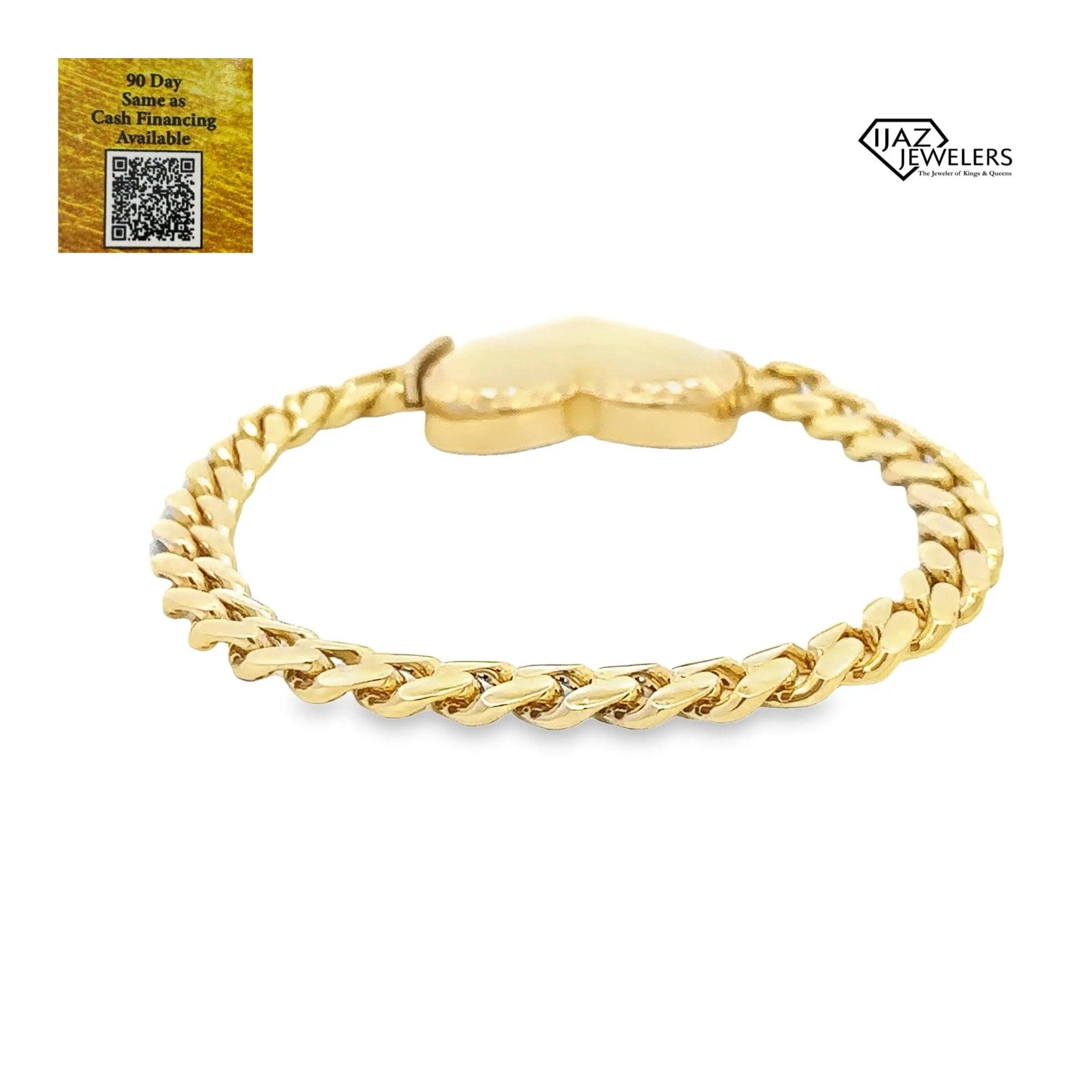 10K Gold Miami Cuban Link Diamond Cut Heart Bracelet