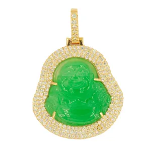 10k Yellow Gold 2.89ctw Diamond Jade Buddha - Medium