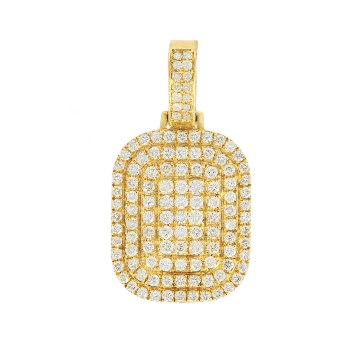 10k Yellow Gold 4 Level Raised Diamond Tag Pendant 1.37ct