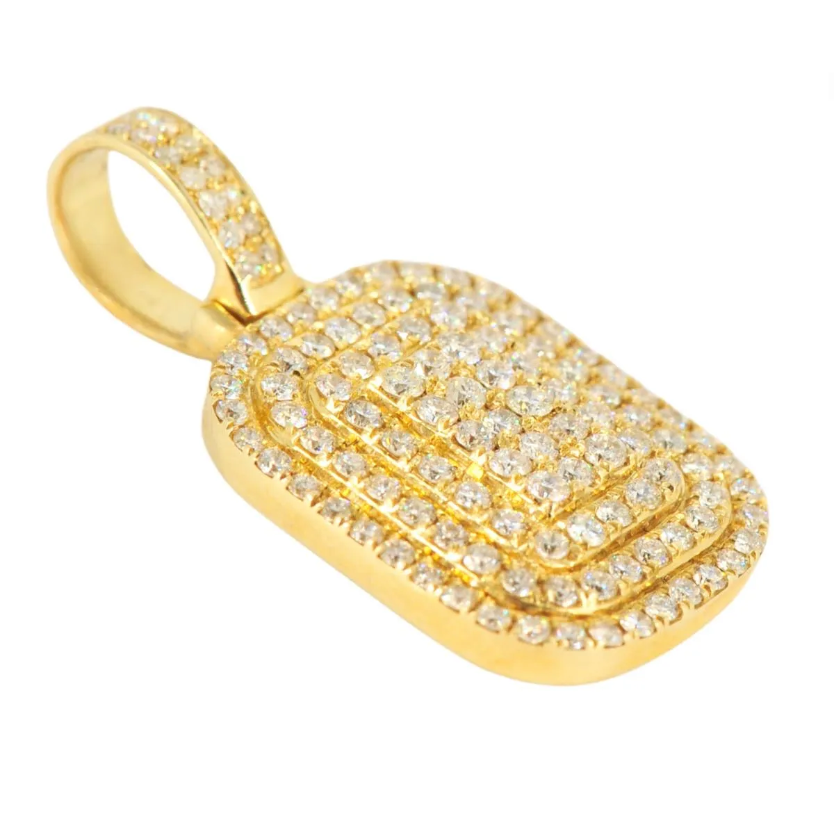 10k Yellow Gold 4 Level Raised Diamond Tag Pendant 1.37ct