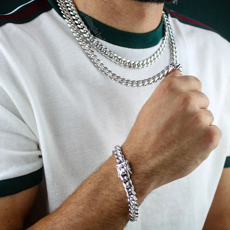 12mm Heavy Miami Cuban Link Chain in White Gold