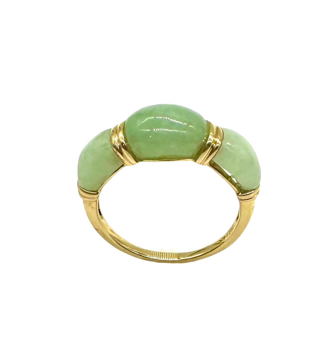 14k Yellow Gold Ring with Oval Jade Stones