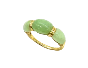 14k Yellow Gold Ring with Oval Jade Stones