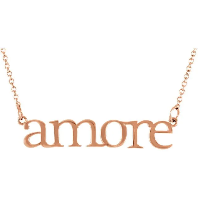 14KT GOLD "AMORE" 16.25" PENDANT NECKLACE