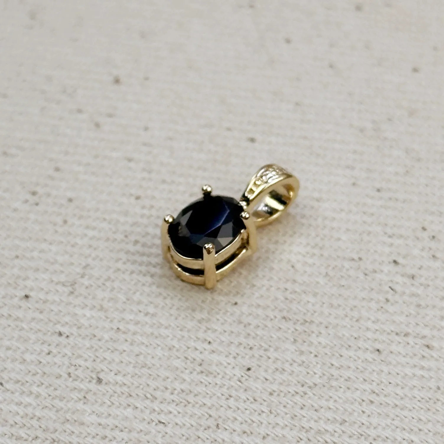 18k Gold Filled Oval Black Cubic Zirconia Charm