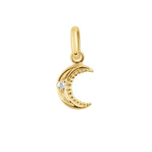 18K Gold Petite Moon Charm with Diamond Detail