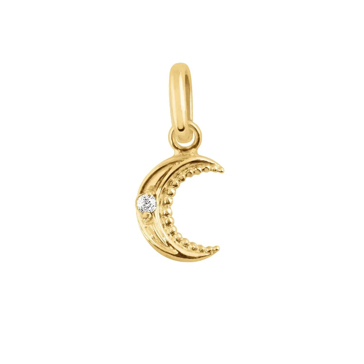 18K Gold Petite Moon Charm with Diamond Detail