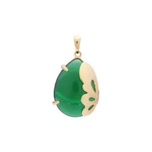 18K Gold Solitaire big Jade pendant