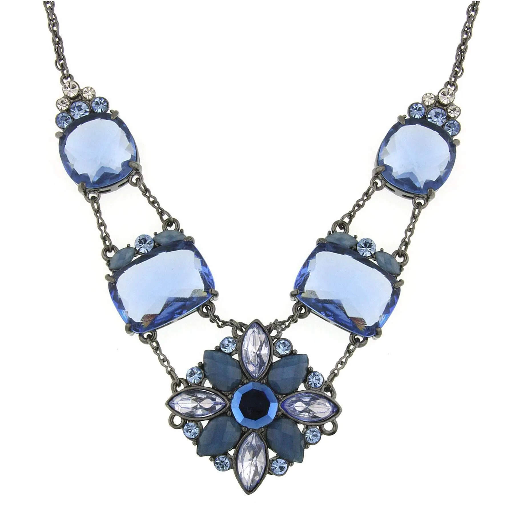 1928 Jewelry Blue Crystal Drop Necklace 16"