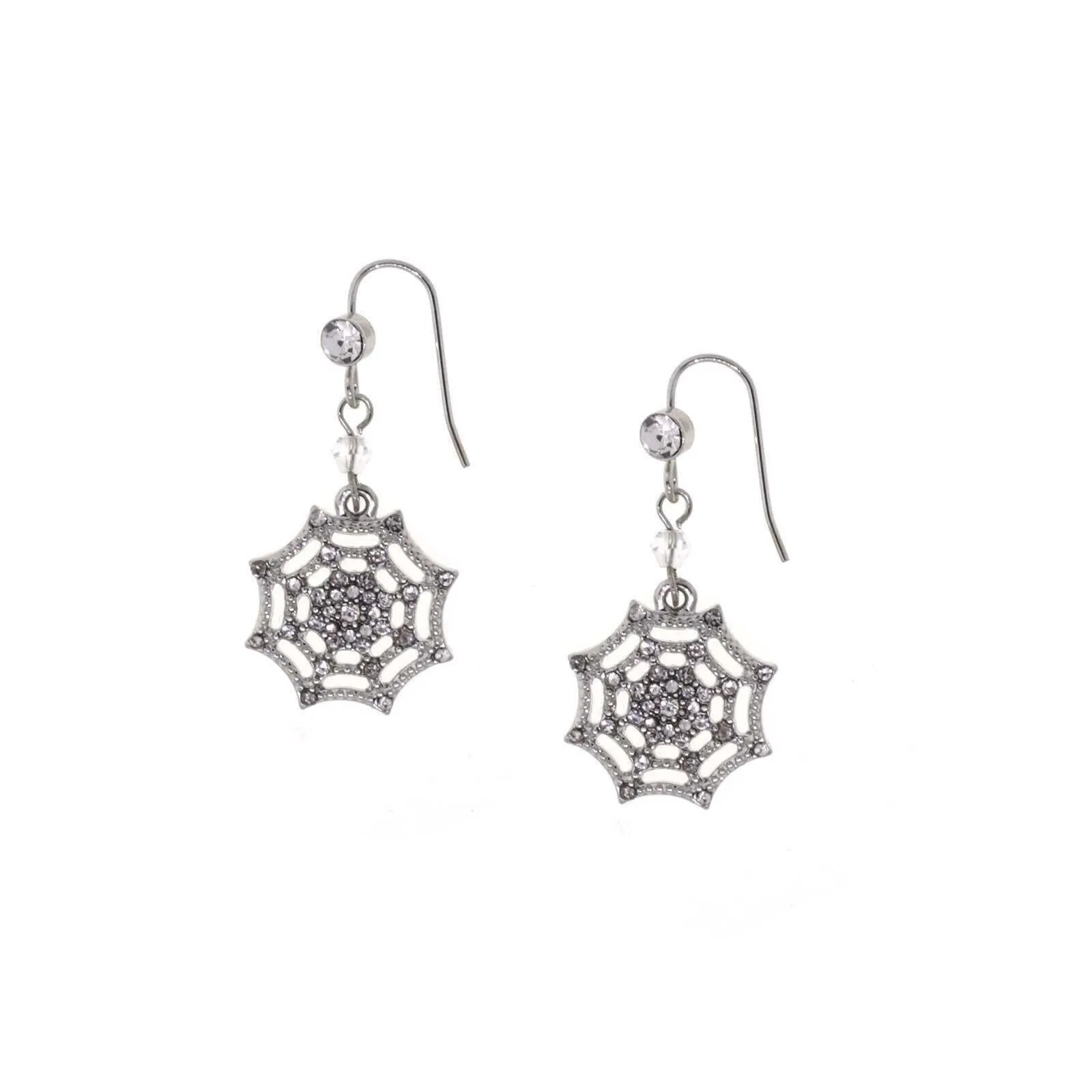 1928 Jewelry Crystal Spider Web Wire Drop Earrings