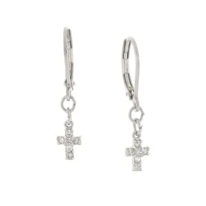 1928 Jewelry Cubic Zirconia Petite Cross Drop Earrings