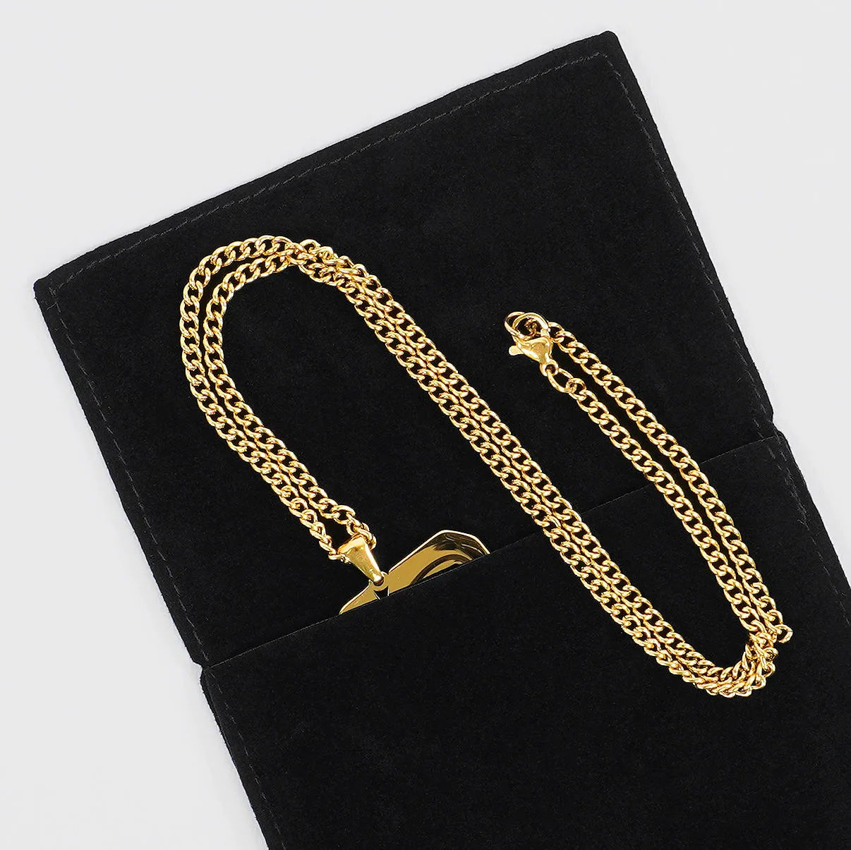 3 Number Pendant with Chain Kids Necklace - Gold Plated Stainless Steel