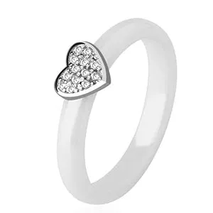 3mm White or Black Heart Ceramic Ring  Sz 6-9