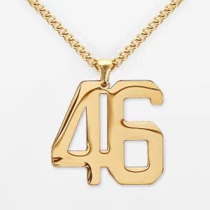 46 Number Pendant with Chain Kids Necklace - Gold Plated Stainless Steel