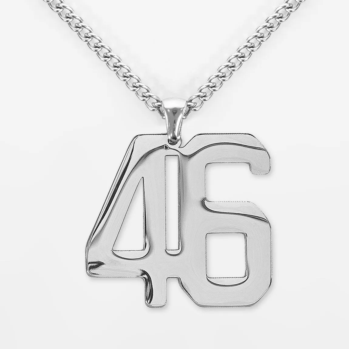 46 Number Pendant with Chain Kids Necklace - Stainless Steel