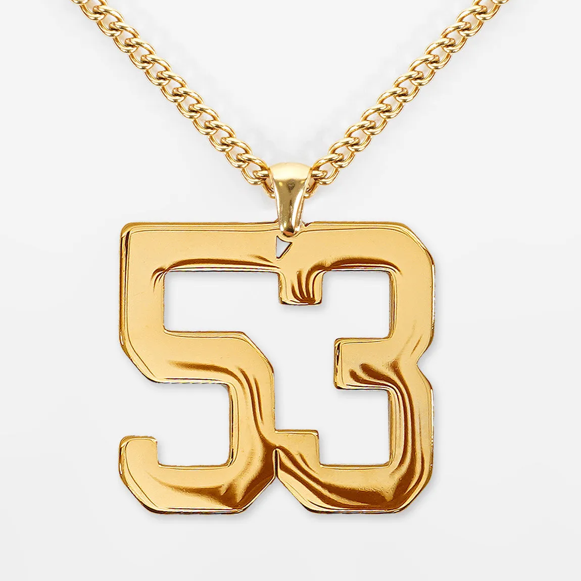 53 Number Pendant with Chain Kids Necklace - Gold Plated Stainless Steel